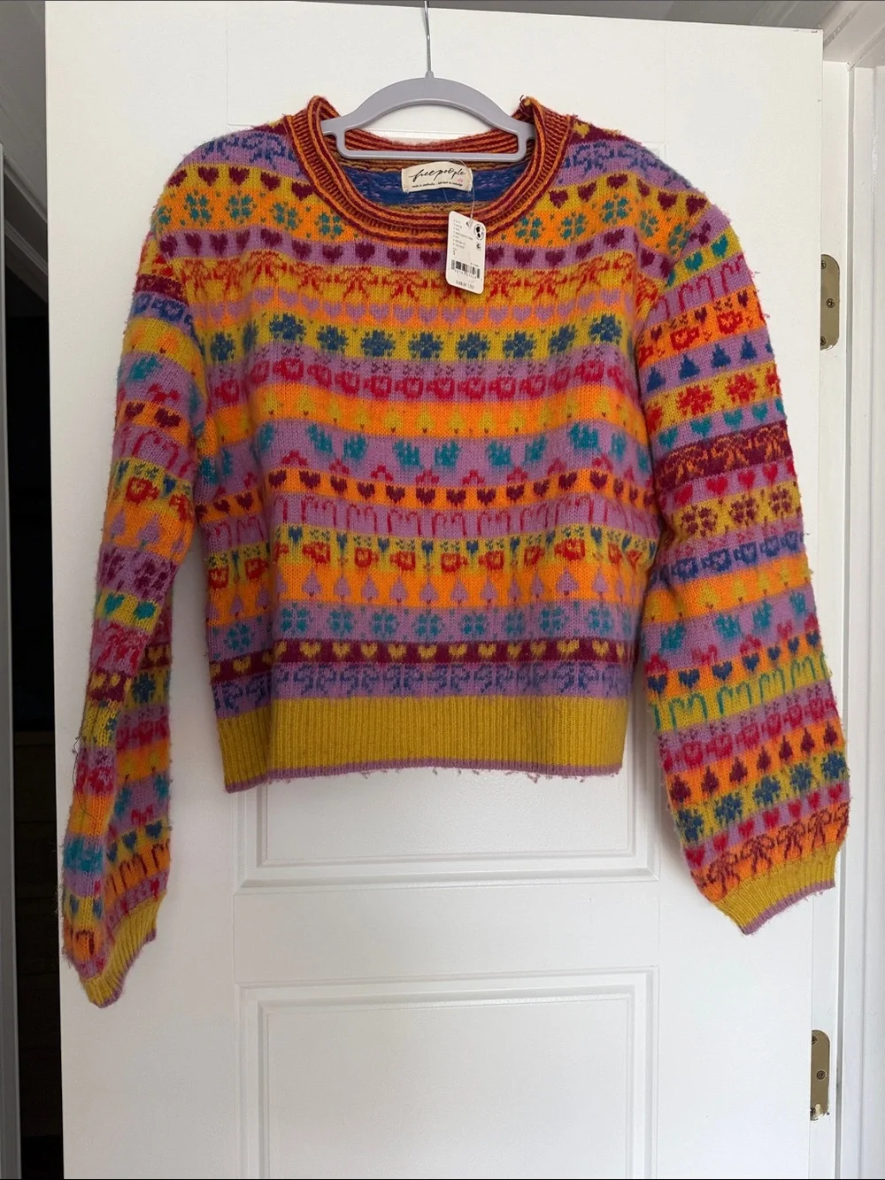Free People favorite things mixed print wool blend sweater in a small - Picture 1 of 8